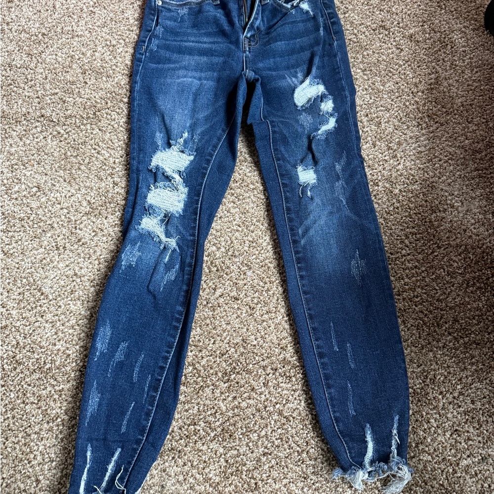 Distressed Blue Jeans